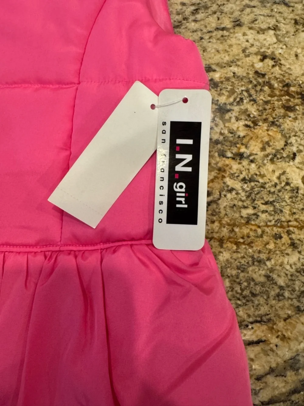 I.N. Girl Pink Quilted Collared Puffer Vest Ruffle Hem Girl’s Size Small (7-8)